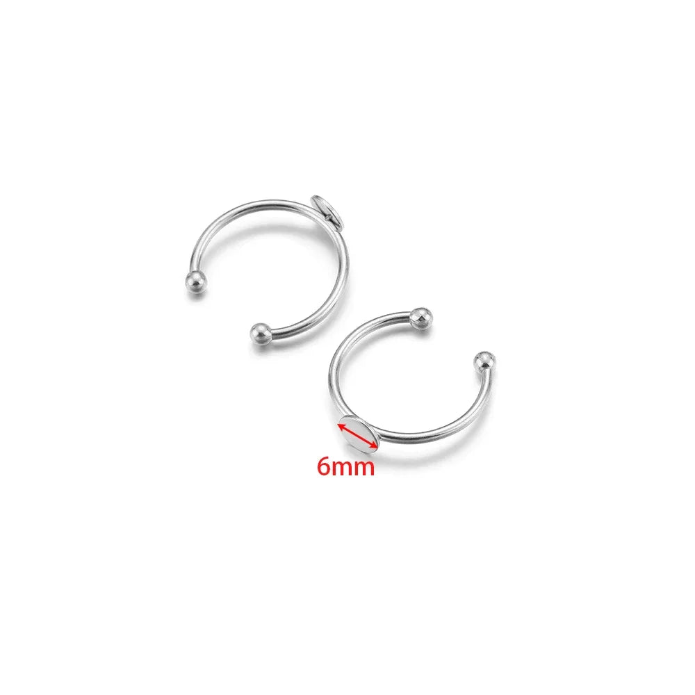 Silver ring blank with 6mm round cabochon bezel disc and ball post detail