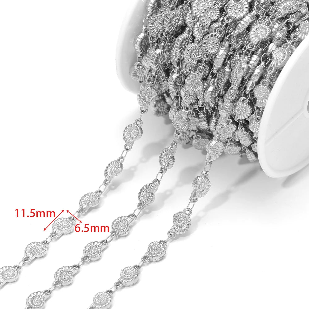 Silver-tone starfish charm chain with oval links, approx 11.5mm and 6.5mm spacing