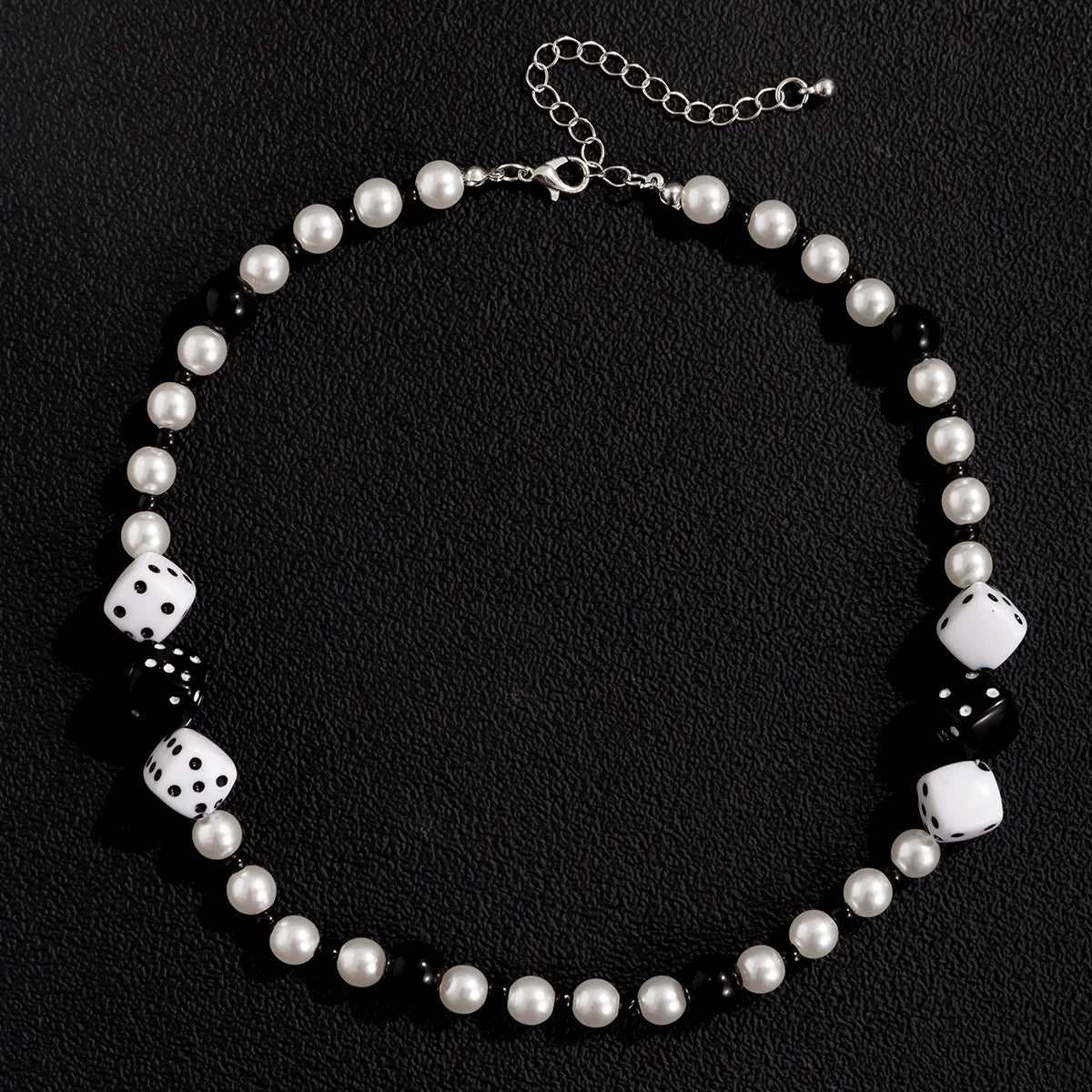 Trendy Short Imitation Pearl Choker Necklace For Men Chain Punk Lucky Dice Jewelry