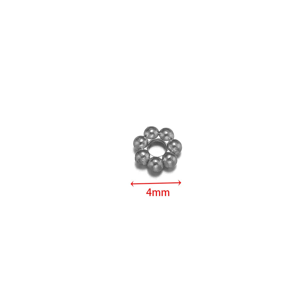 4mm steel flower spacer bead, round ring with bead petals