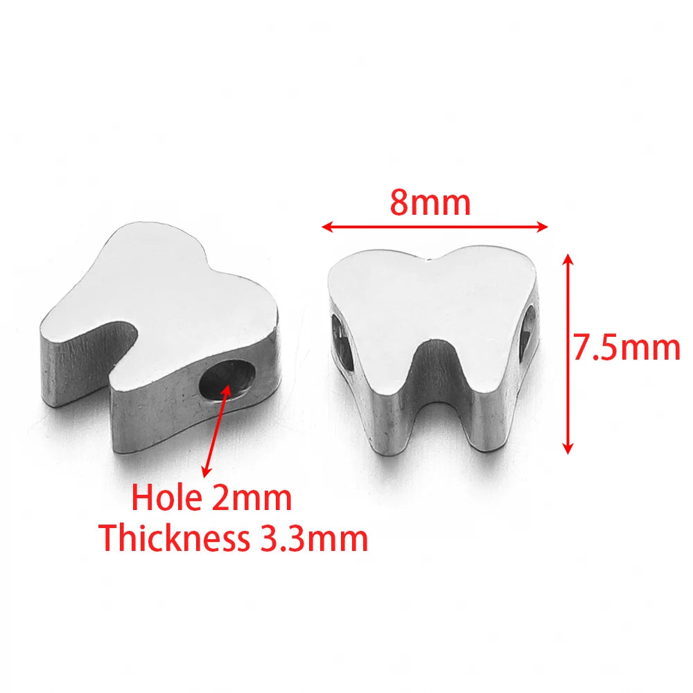 Mirror-polished stainless steel elephant-style spacer beads, 2mm hole, 3.3mm thick