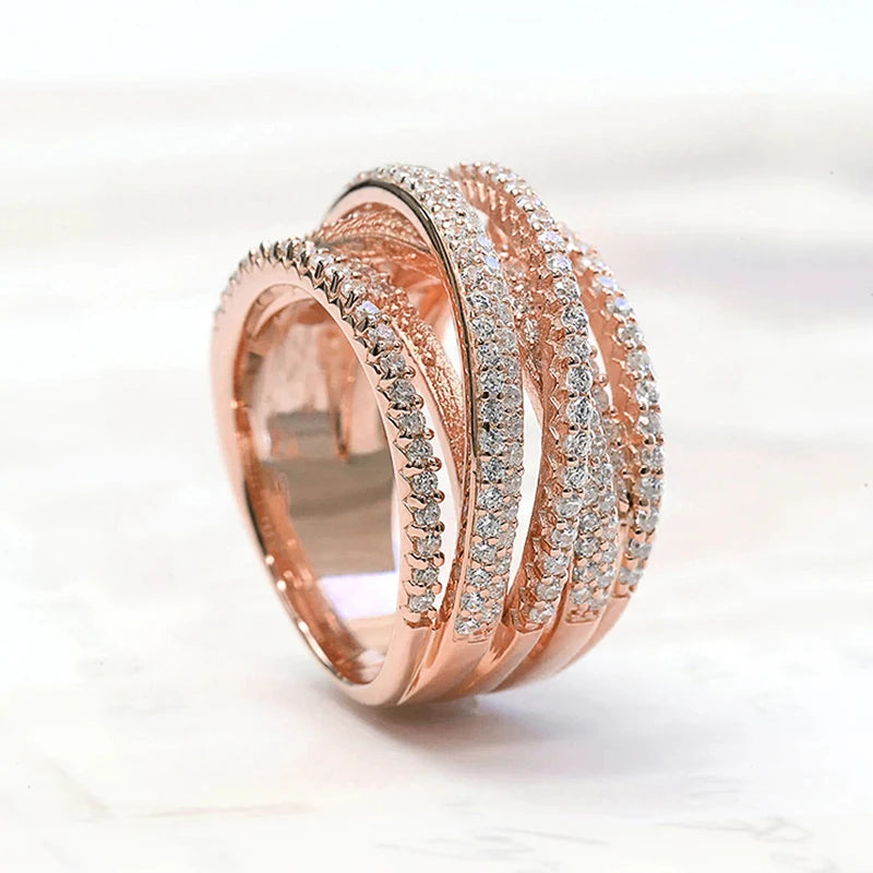 Luxury Multi Cross Cubic Zirconia Rings for Women Wedding Jewelry m12