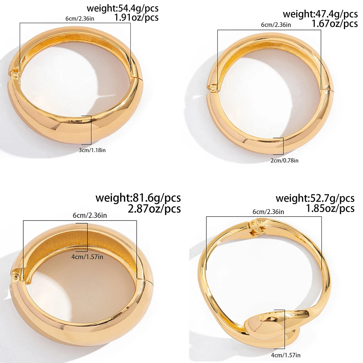 Gold Color Retro Geometric Round Open Cuff Bangles Jewelry Gift For Women
