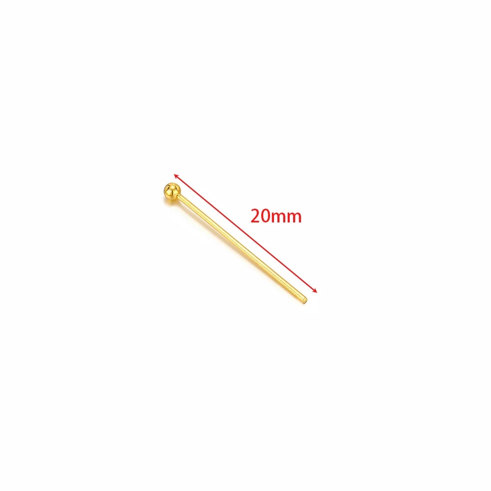 Gold ball head pins, stainless steel, 20mm length