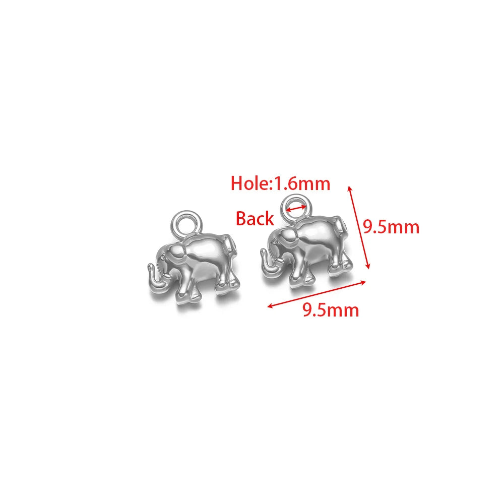 Silver-tone elephant charms with 1.6mm hole for DIY jewelry making