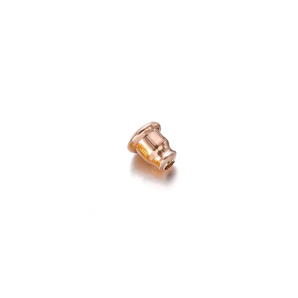 Rose gold-tone earring back stopper stud bullet plug, single piece