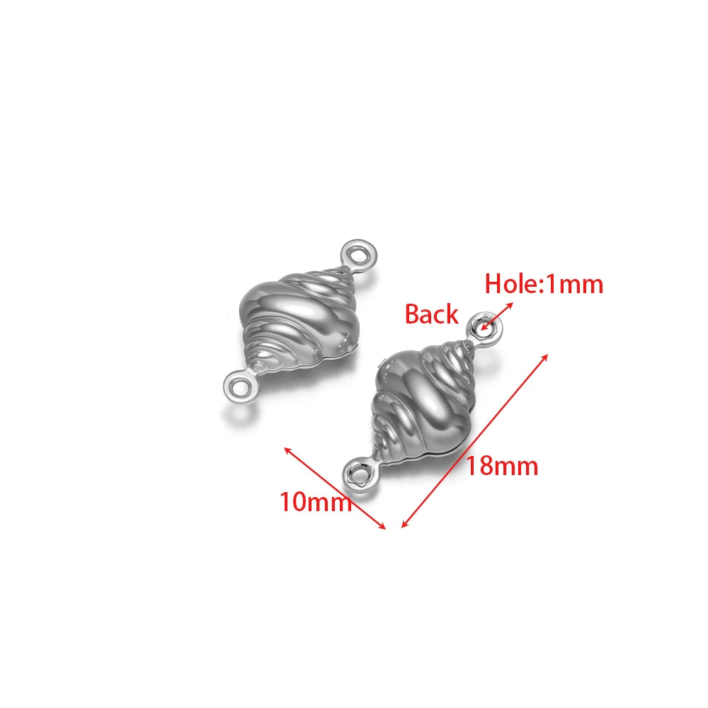 Hollow seashell charm with loop bail, silver-tone metal, 1mm hole