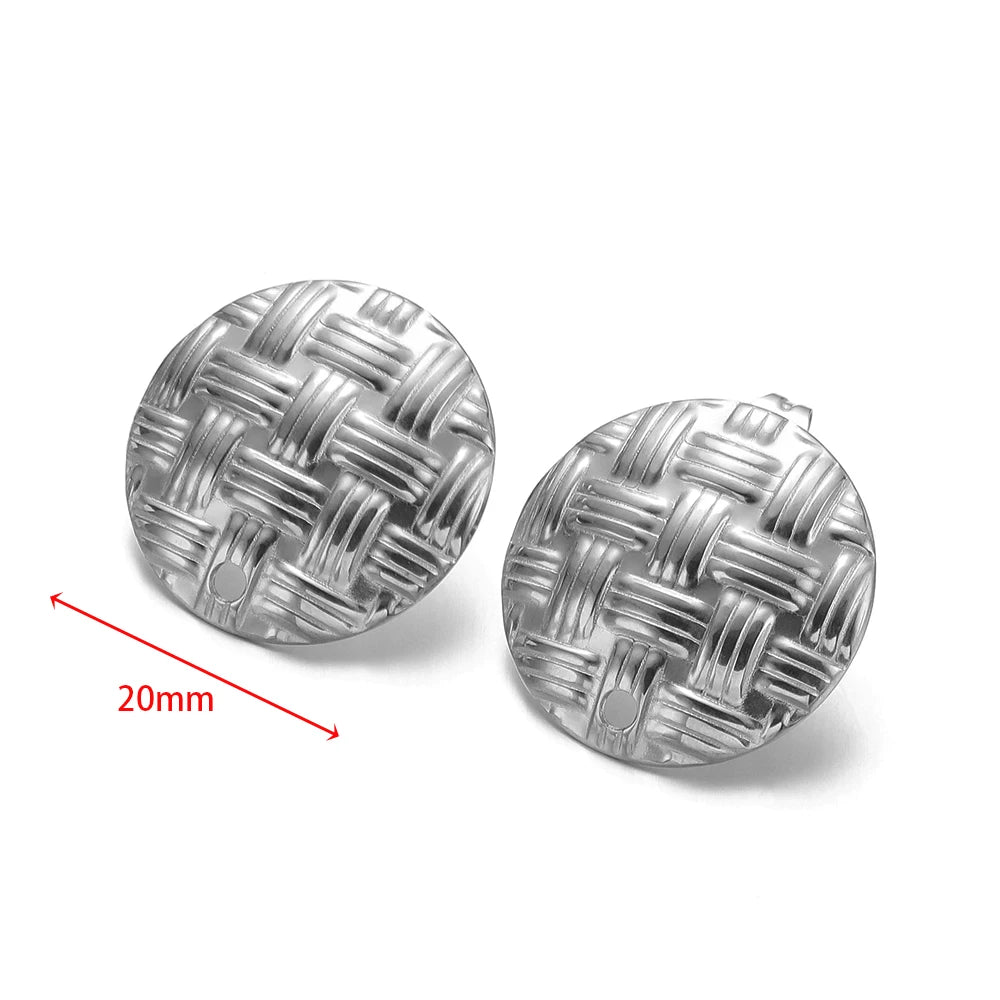 Silver-tone round textured earring finding with small hole, 20mm size