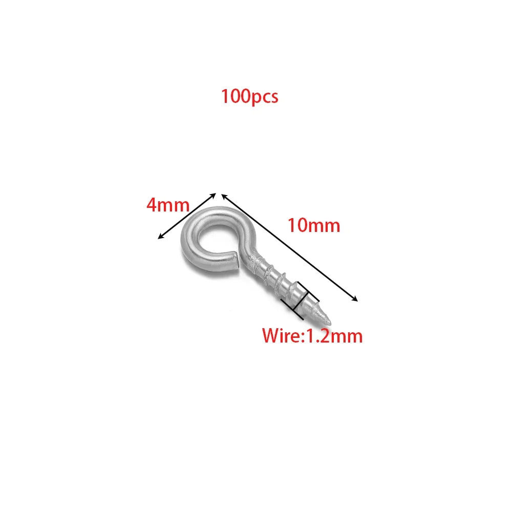 Silver threaded eye pin hook, 10mm length with 4mm loop, 1.2mm wire