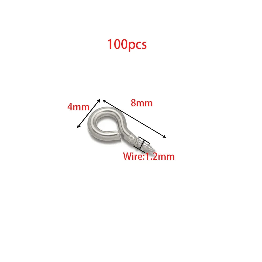 Silver screw eye pin, 8mm length, 4mm eye, wire 1.2mm