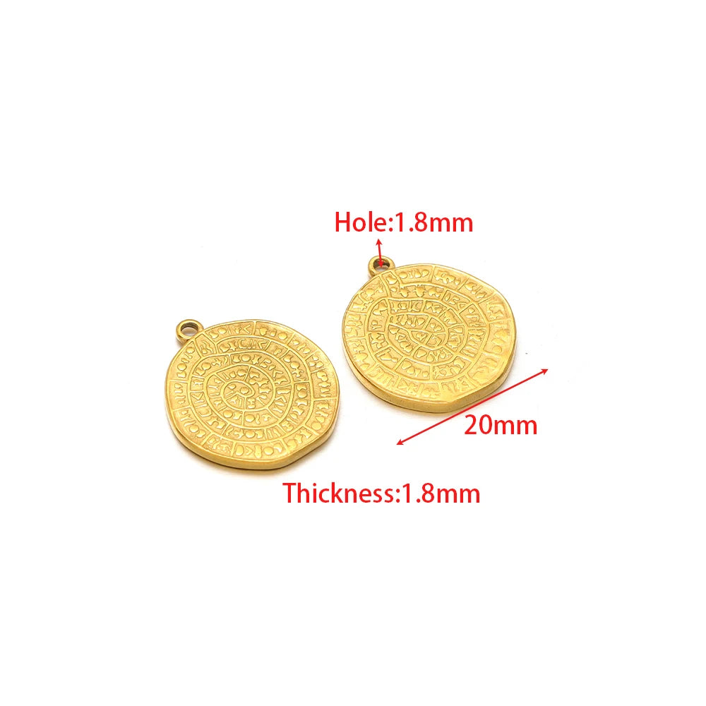 5pcs Waterproof Stainless Steel Embossed Charms Retro Viking Rune Pendant for DIY Jewelry Making Bracelet Necklace Material Bulk