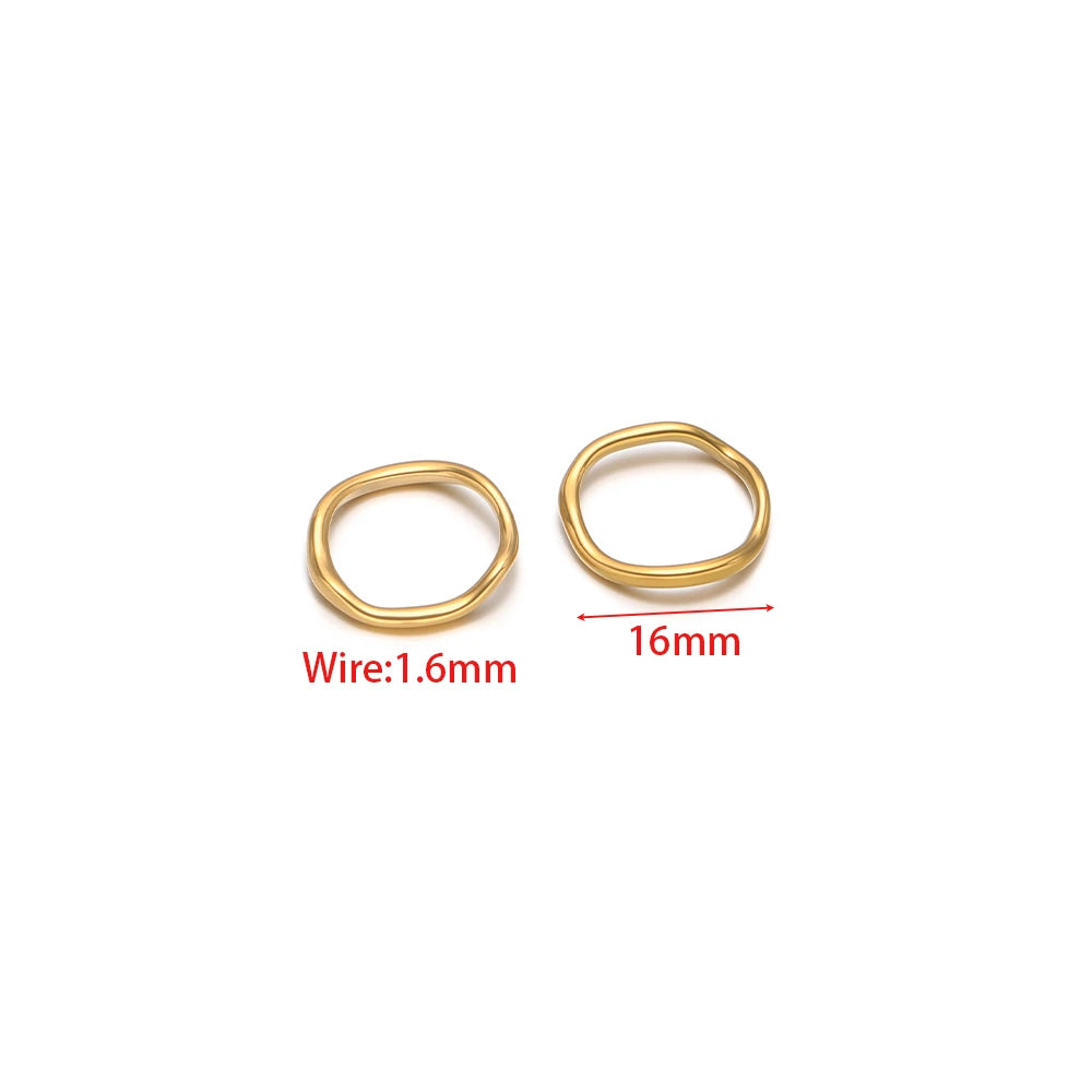 Two gold-tone open ring charms, 16mm; wire 1.6mm