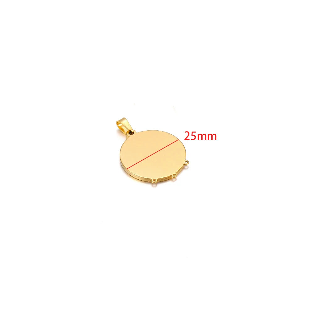 Gold-tone round pendant cabochon base setting tray charm, 25mm