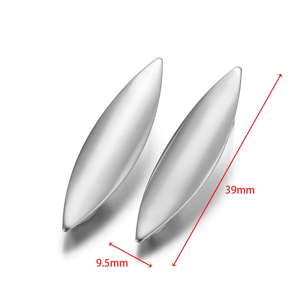 Silver-tone marquise drop earrings, 39mm length x 9.5mm width, post style