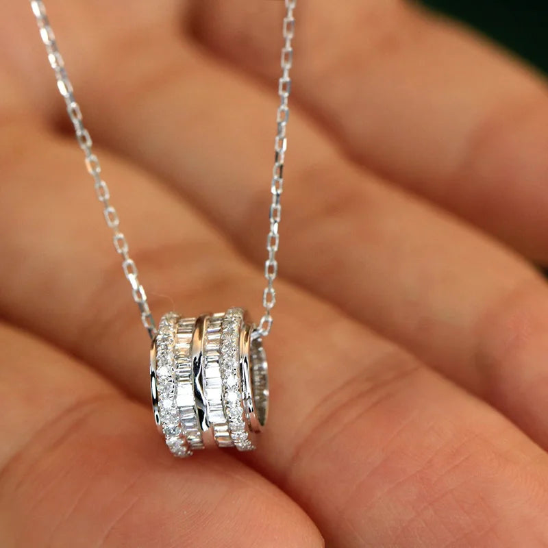 Bling Bling Crystal CZ Circle Pendant Necklace for Women Fashion Jewelry m07