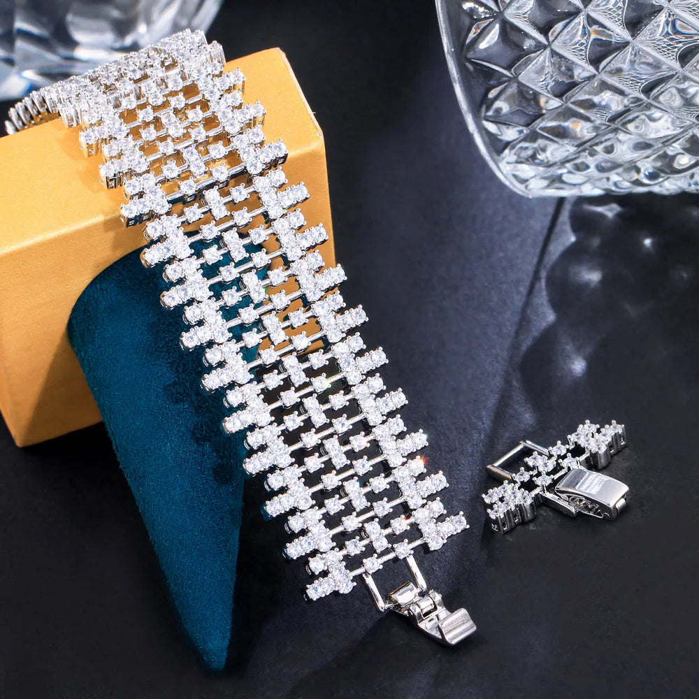 Luxury 5A Top Dubai Cubic Zirconia Bracelet Bangle for Women Wedding Party Jewelry