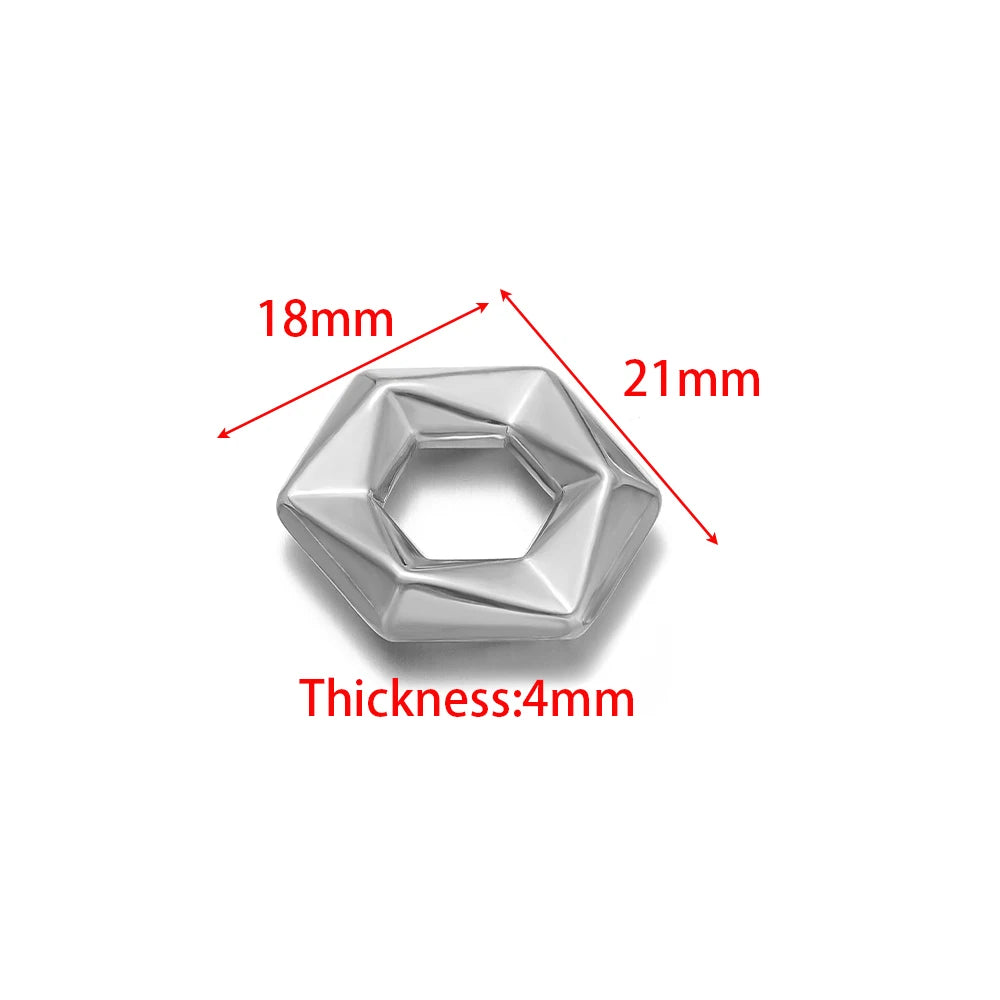 Silver hexagon pendant, 18mm x 21mm, 4mm thickness