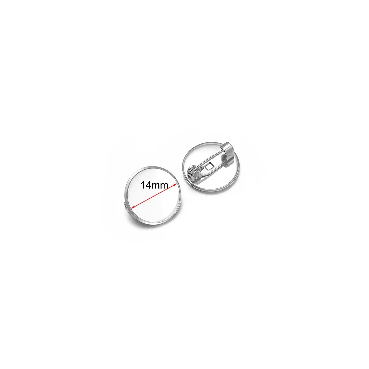 Silver-tone stainless steel brooch base cabochon setting, 14mm round
