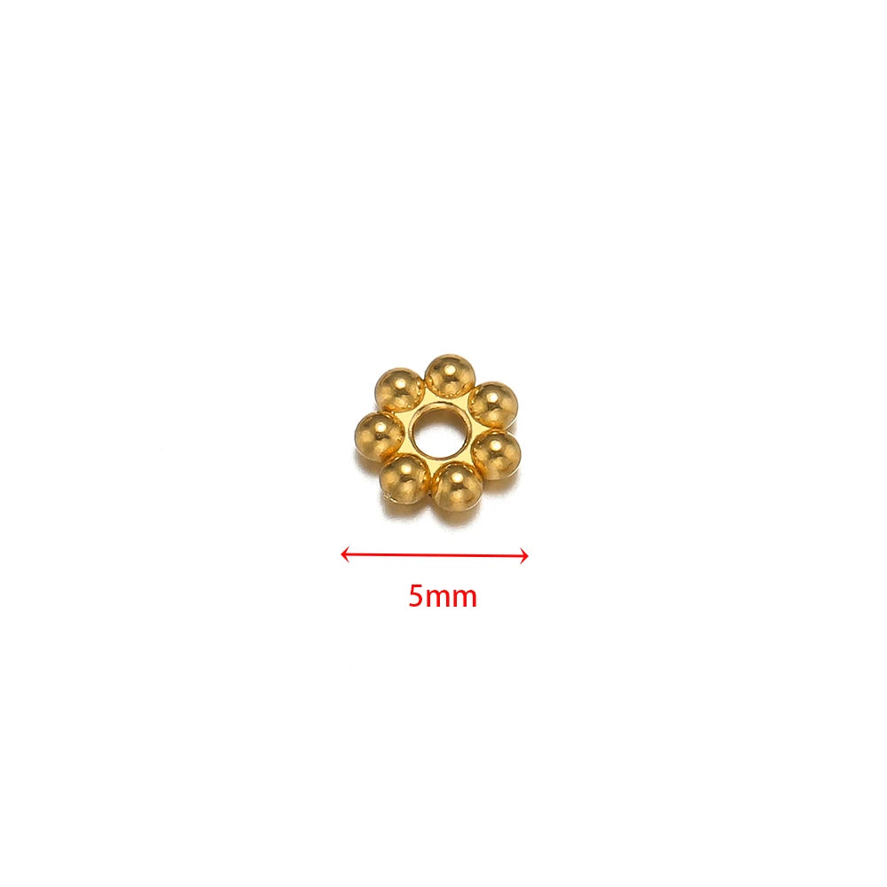 5mm gold flower spacer bead, round ring with bead petals