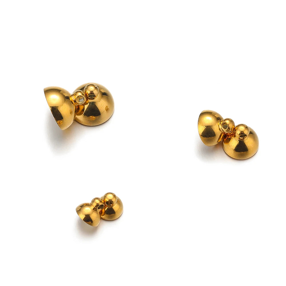 Gold round ball magnetic clasp connectors, closed pair with end loops