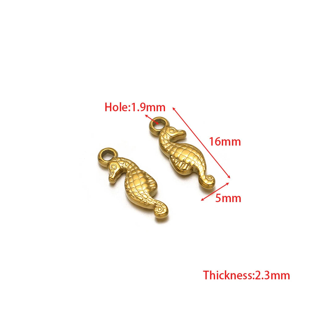 Gold sea turtle charm pendants with loop, 16mm length, for DIY jewelry