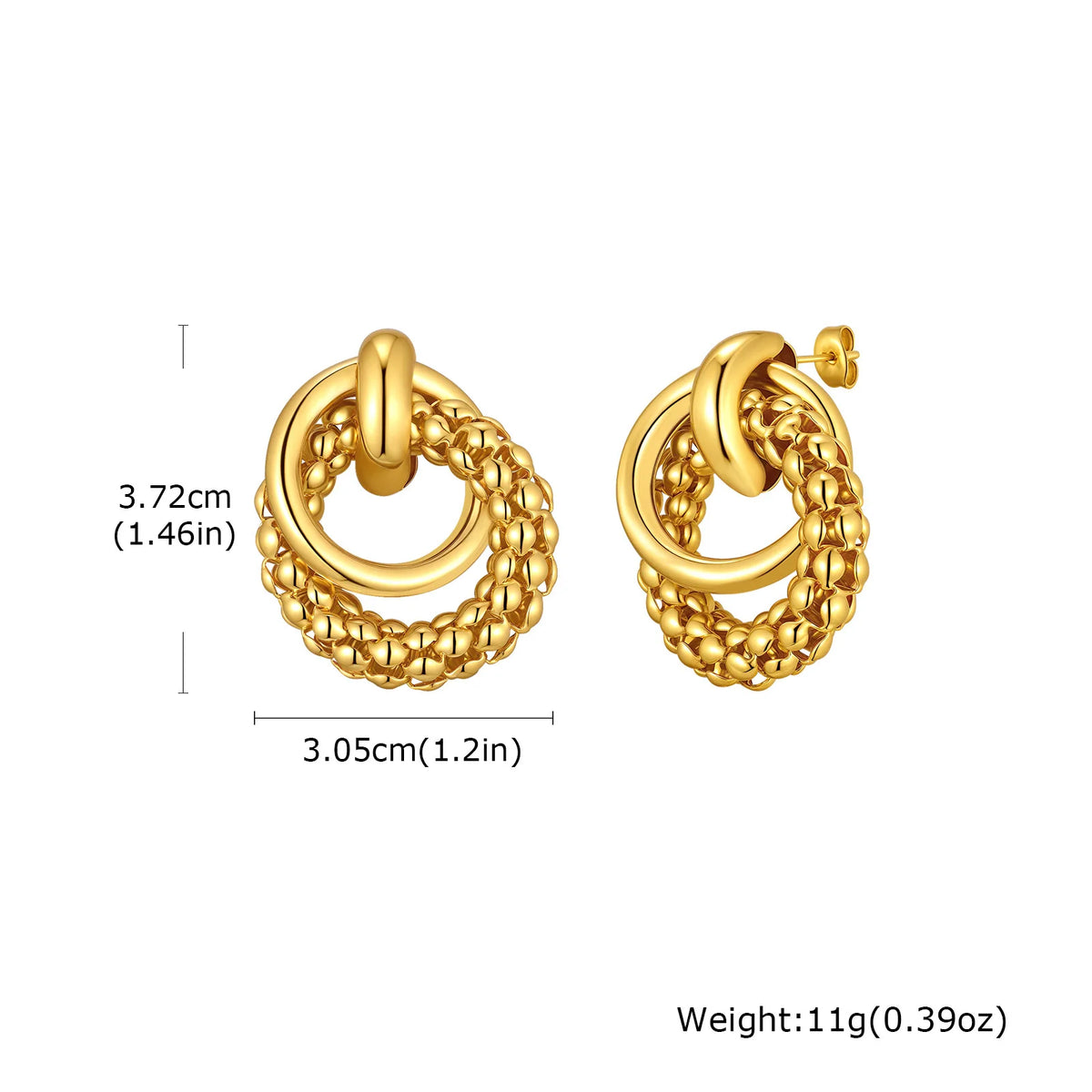 Geometric Waterproof Chunky Jewelry Inlocked Circle Twist Statement Earrings