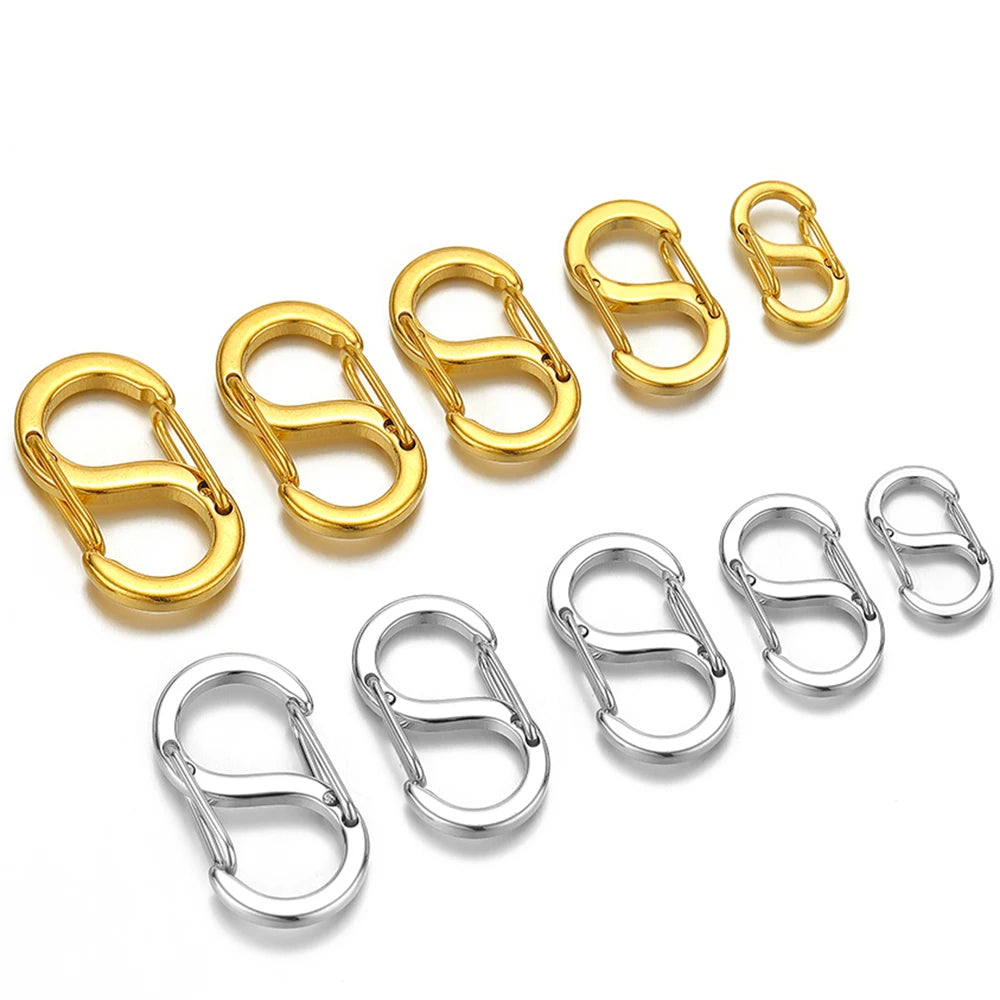 Spring lobster clasp connectors assortment in gold and silver-tone metal, mixed set
