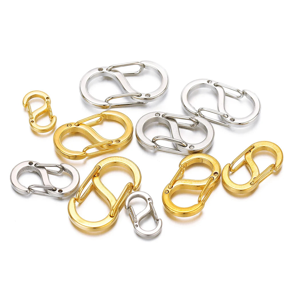 Assorted letter S spring lobster clasps in gold and silver, set for DIY jewelry