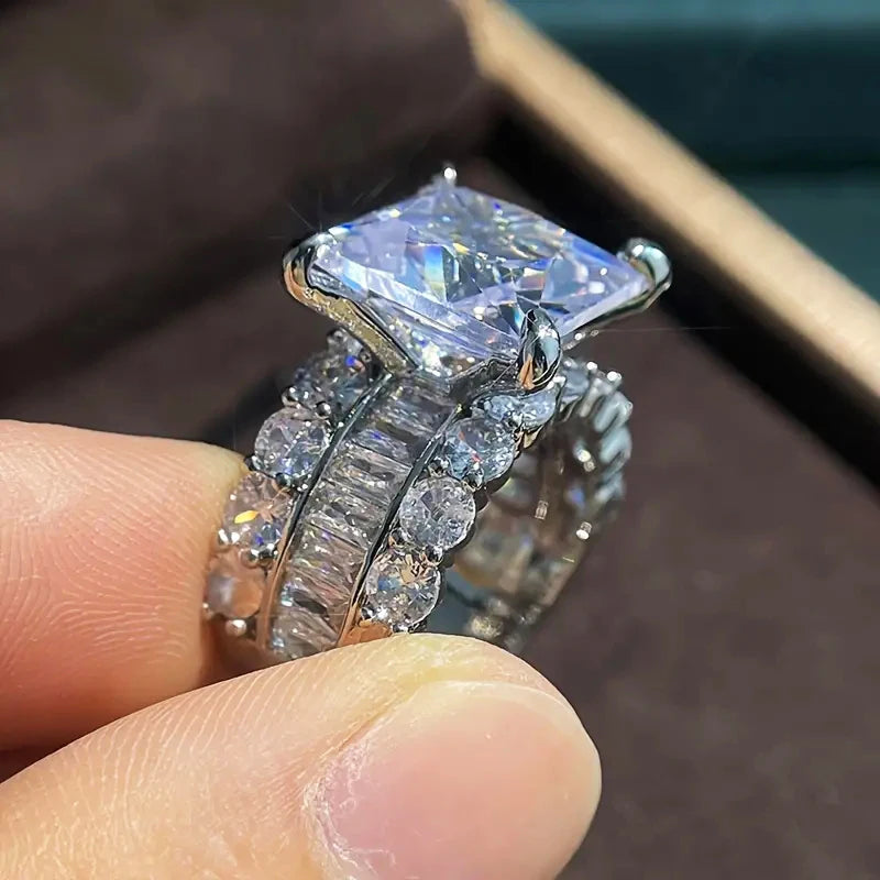 Fashion Princess Square Zirconia Ring For Women Wedding Band Accessories