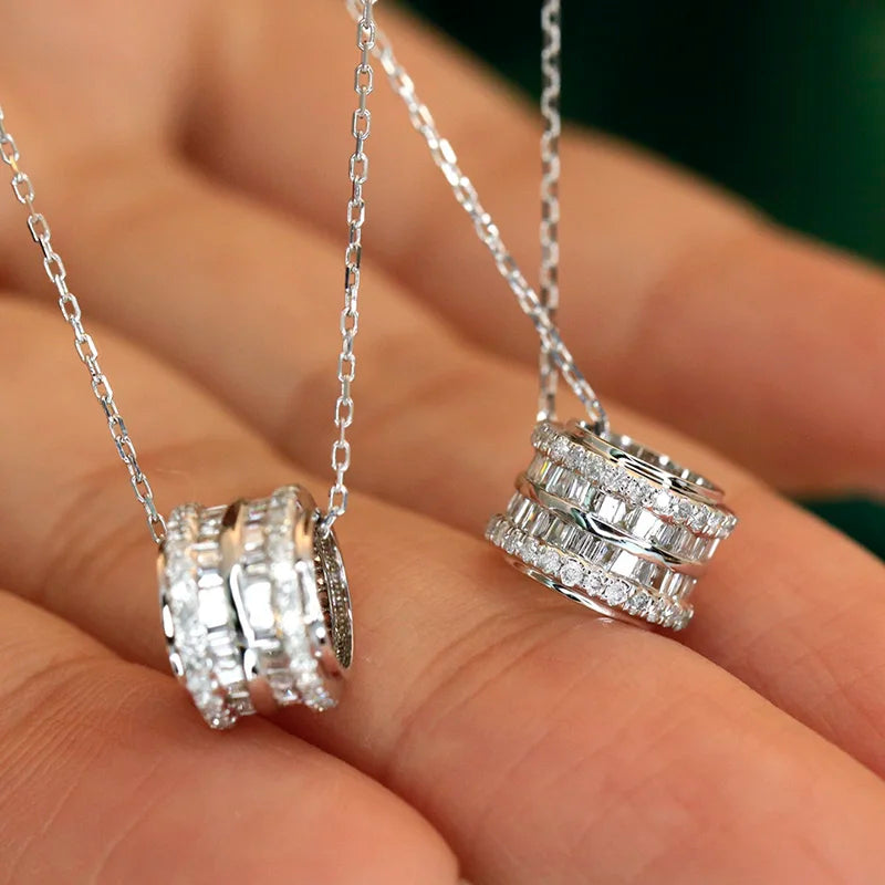 Bling Bling Crystal CZ Circle Pendant Necklace for Women Fashion Jewelry m07