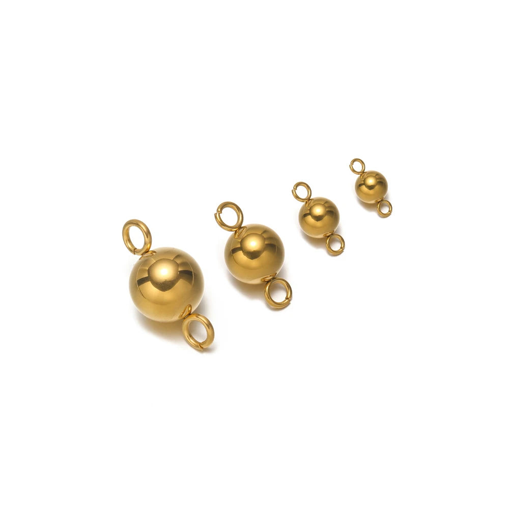 Gold plated ball charms with small rings, solid spherical pendant beads for DIY