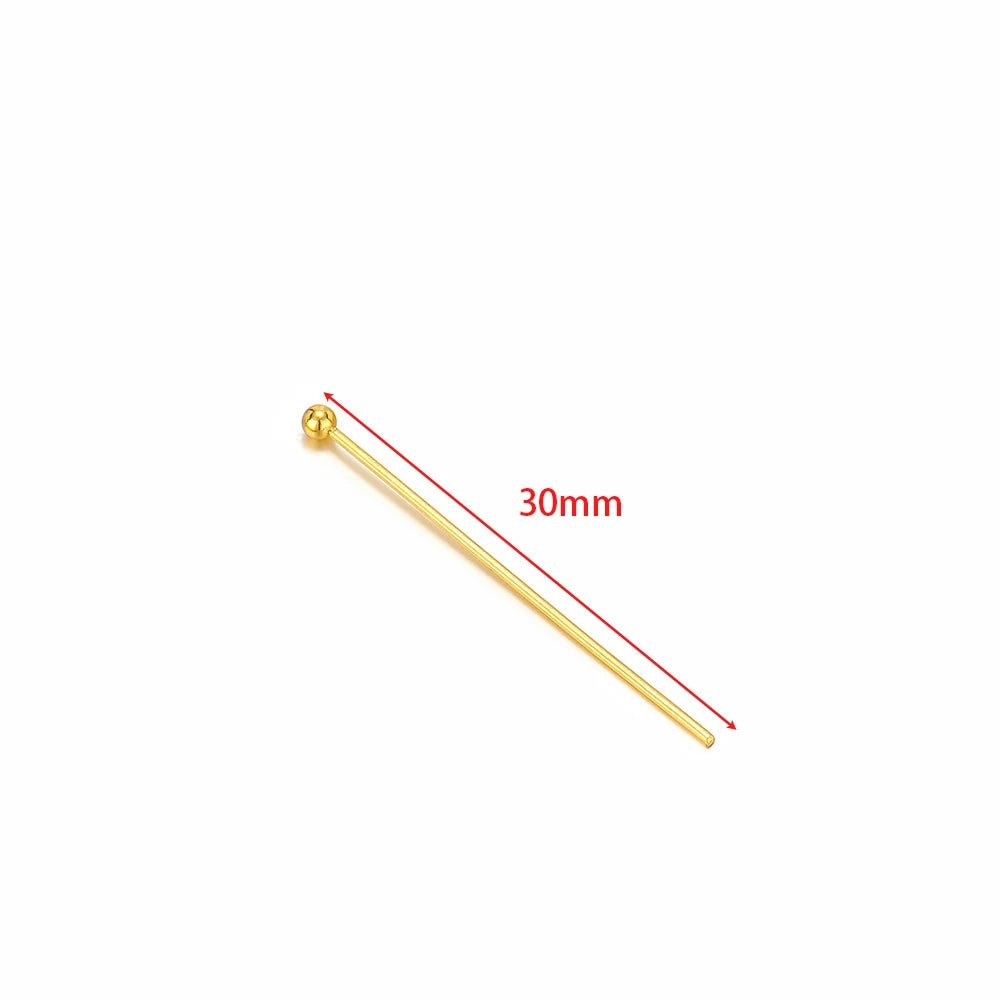 Gold eye pin, 30mm T-flat head ball pin for DIY earrings