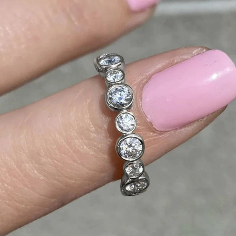 Silver/Gold Color Round Cubic Zirconia Ring for Women Daily Wear Luxury Jewelry