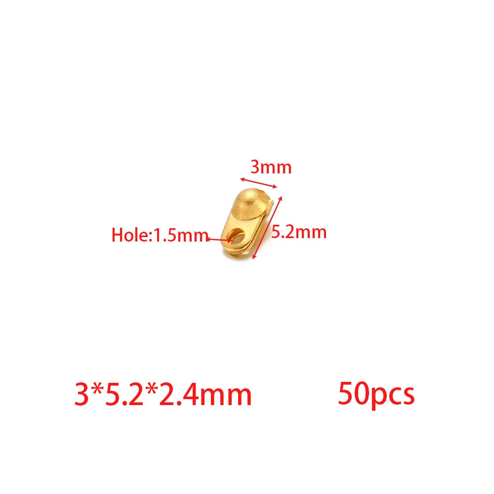 Gold tone end crimp bead hook connector, small metal clasp with window hole