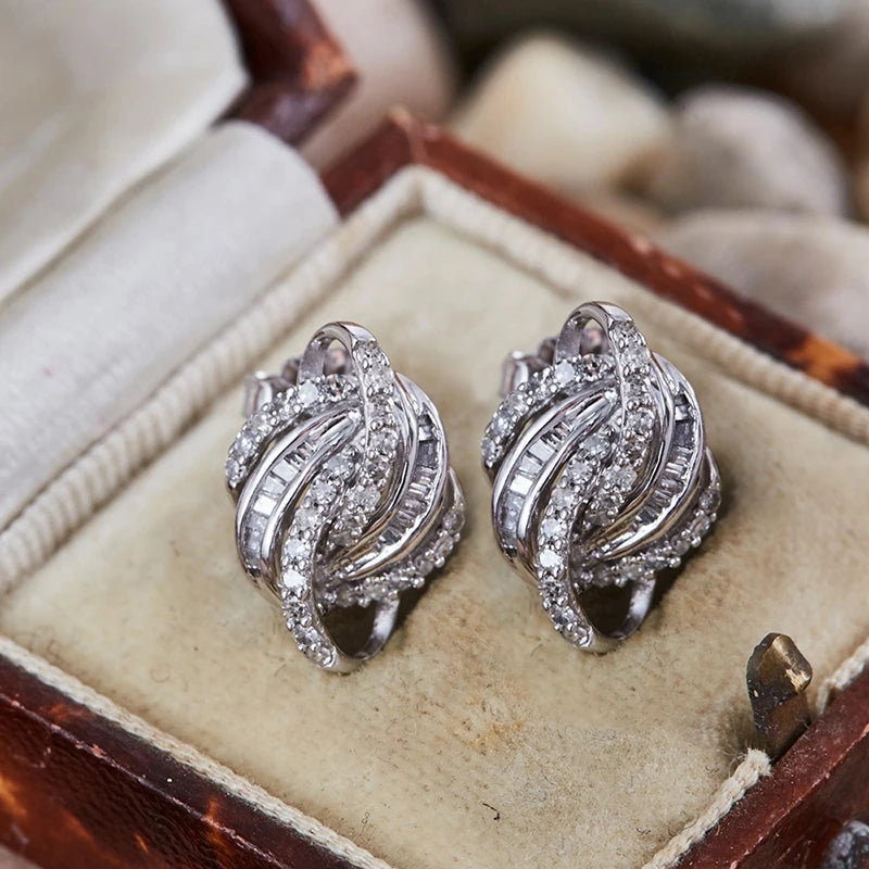 Delicate Bright Fashion Silver Color Zirconia Stud Earrings for Women m02