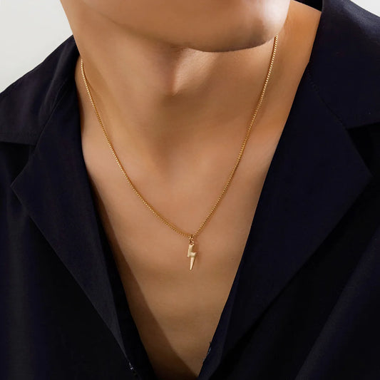Simple Chains with Lightning Trendy Charms Pendants Necklace for Men 03