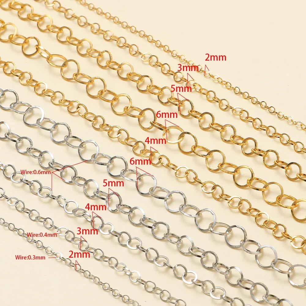 O-ring link chain sizes shown (2mm to 6mm) on color reels