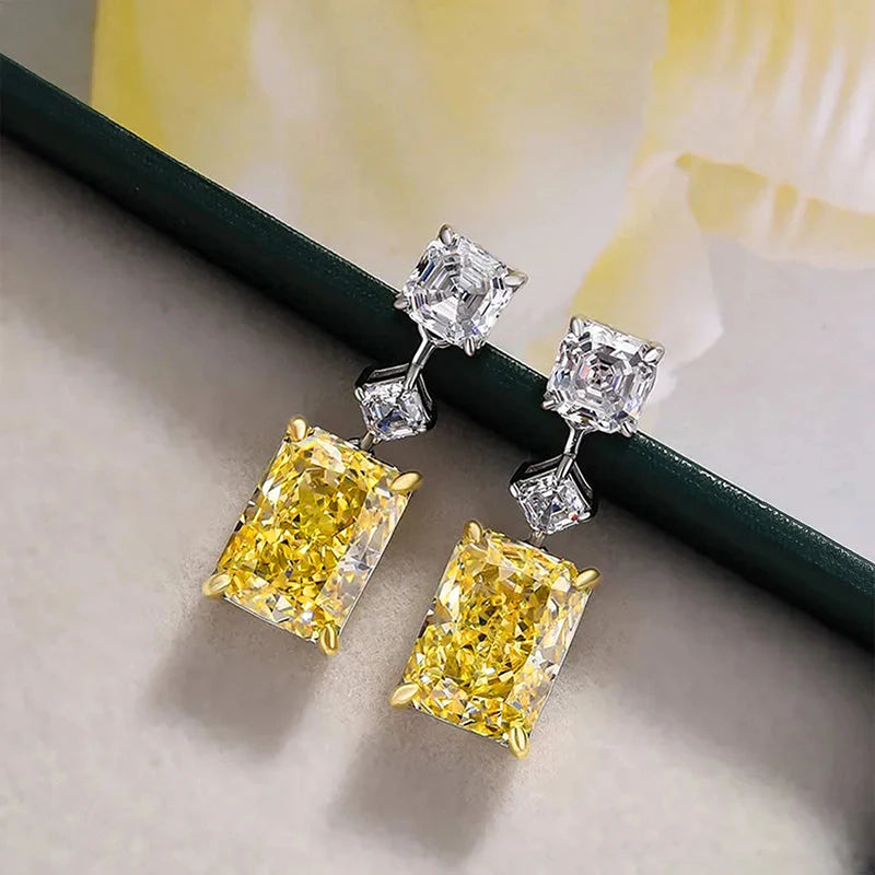 Yellow Cubic Zircon Dangle Earrings Temperament Daily Wear Jewelry  for Women m09