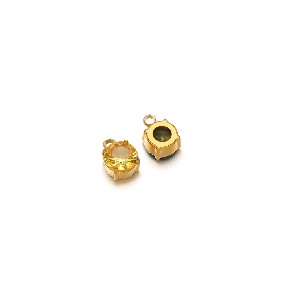 Gold claw sewing rhinestone settings with round yellow crystal