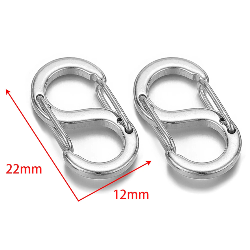 Two silver-tone spring lobster clasps with hinged gate and metal pin