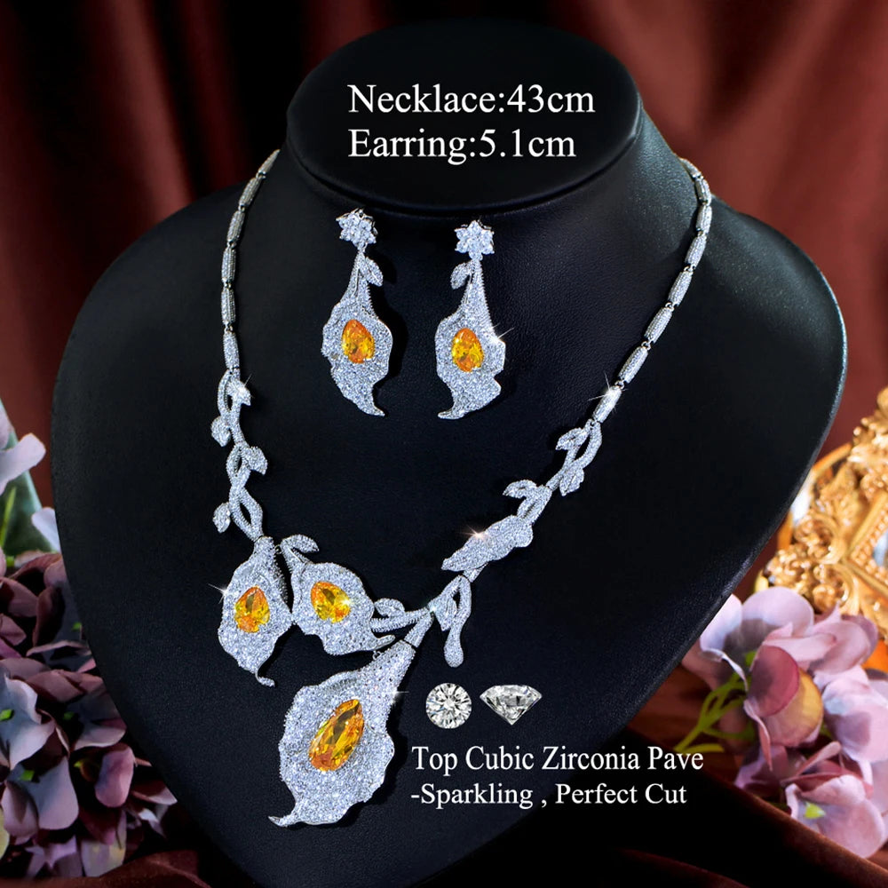 Calla lily necklace and earrings set; necklace is 43 cm and earrings are 5.1 cm