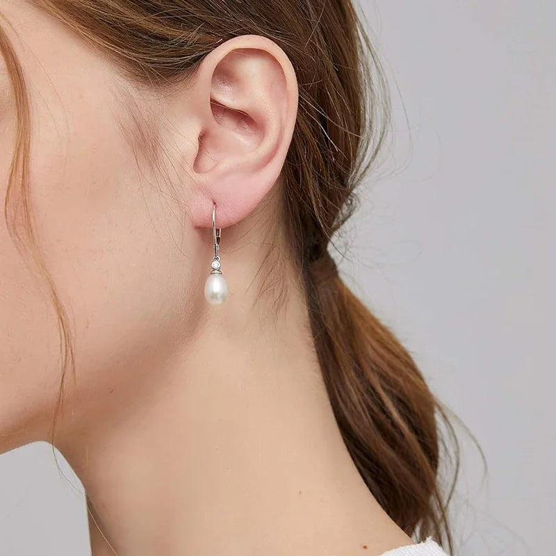 Aesthetic Oval Imitation Pearl Drop Earrings for Women Bridal Jewelry m27