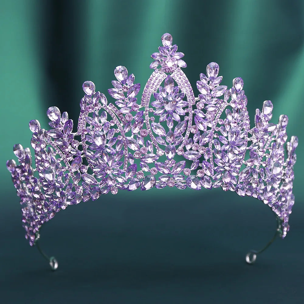 Lavender purple crystal tiara with marquise stones and pointed floral details