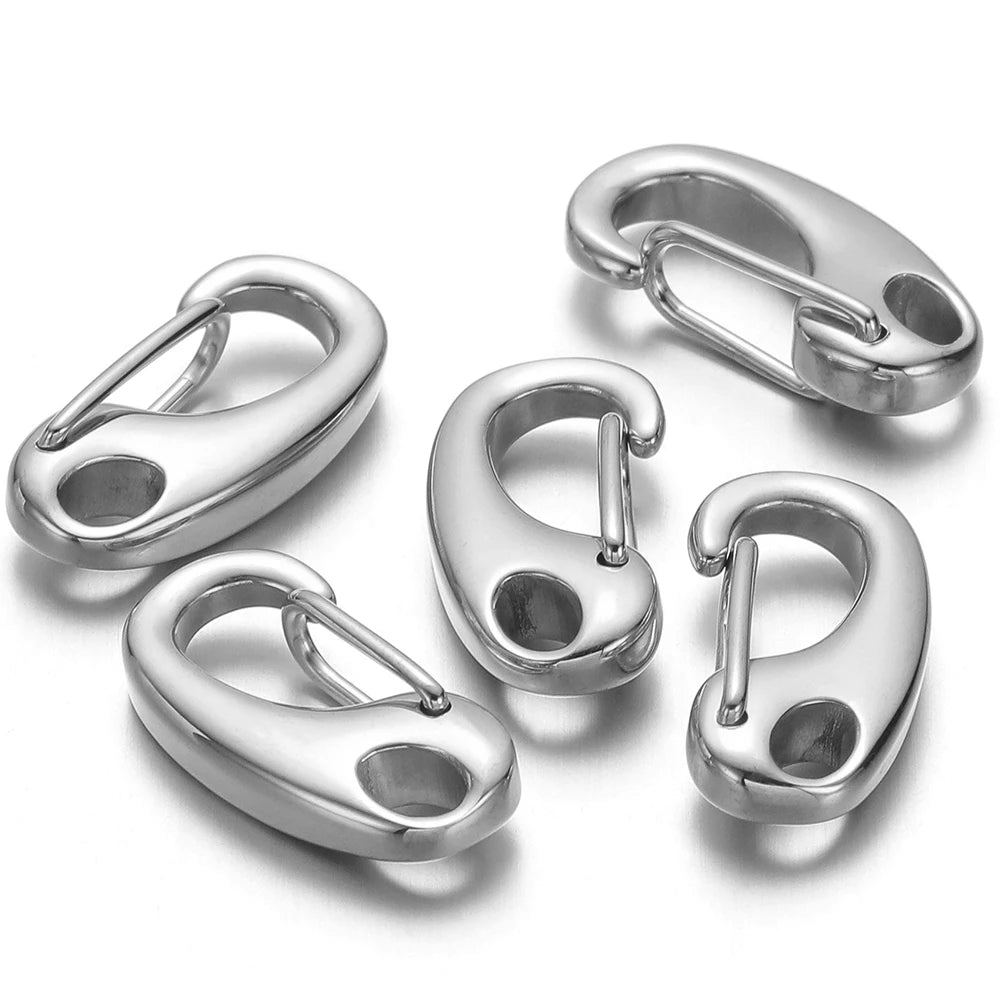 Silver-tone D-shaped lobster clasps, 5-piece jewelry connector set
