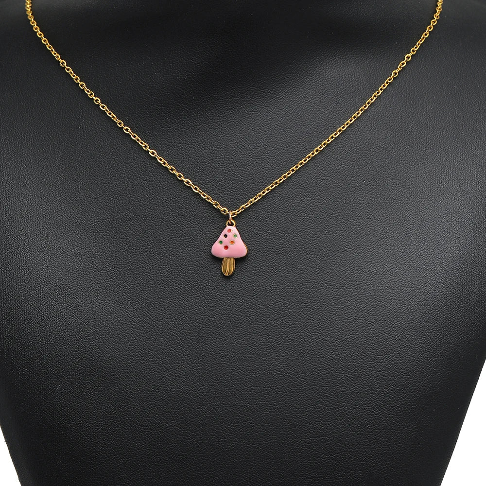 Single enamel pink popsicle charm pendant on a gold-tone chain, hanging loop