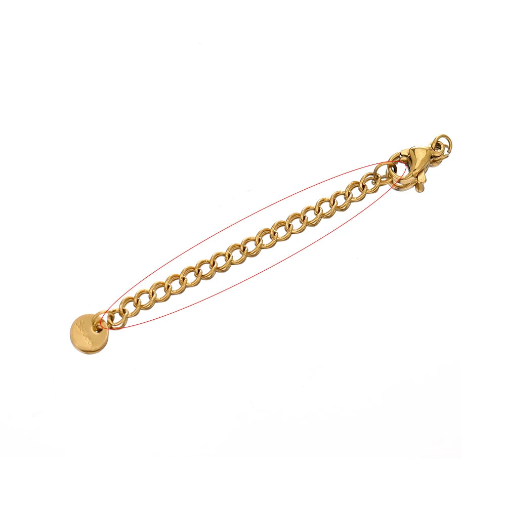 Gold-tone welded extension chain with round ring links and clasp connector