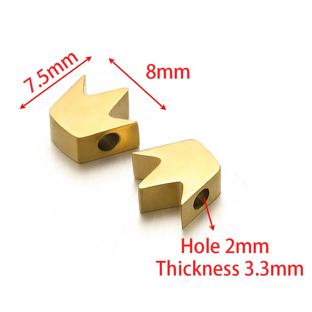 Mirror-polished stainless steel gold airplane-style spacer beads, 2mm hole, 3.3mm thick