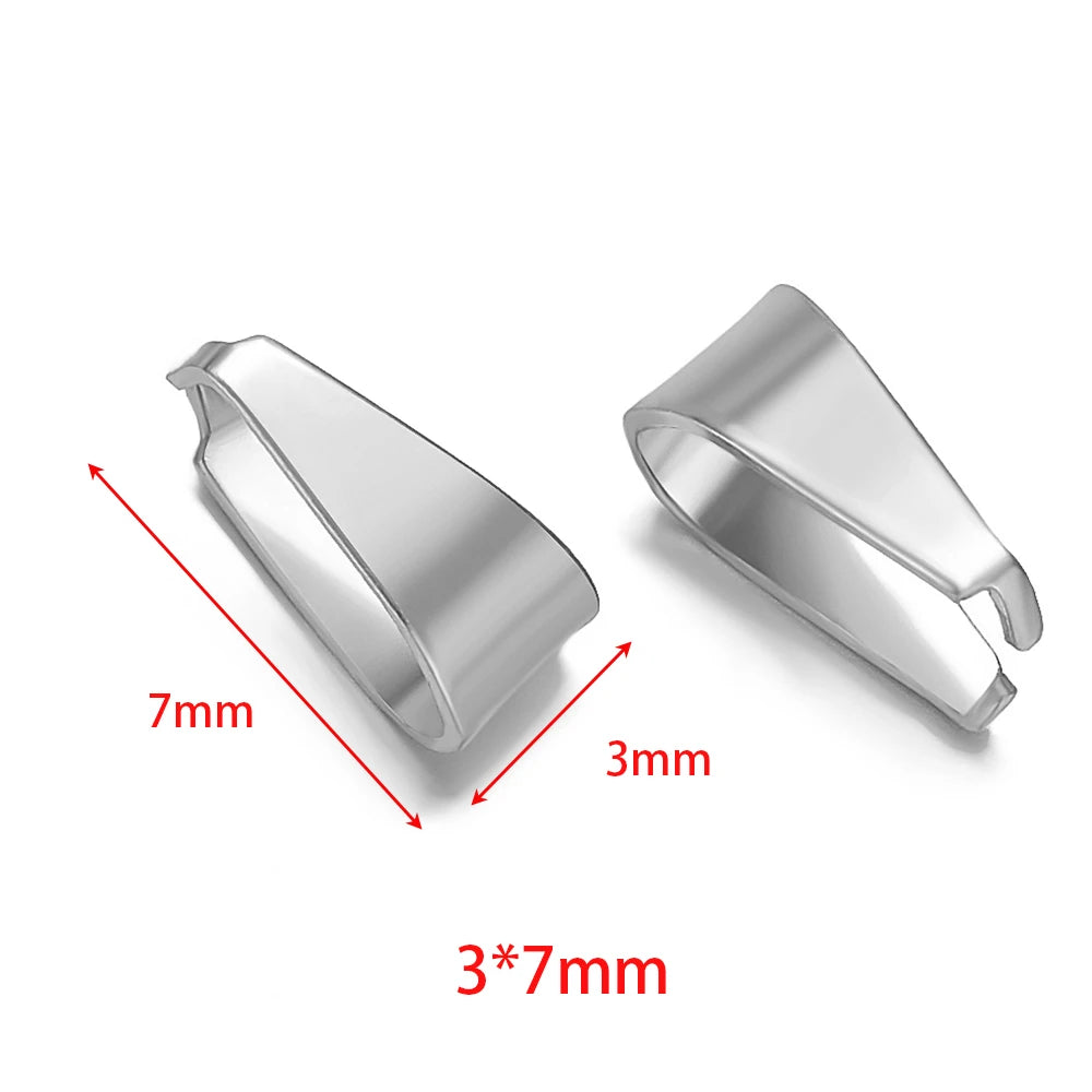 Silver-tone clip clasp connector (3x7mm), size diagram with 7mm and 3mm