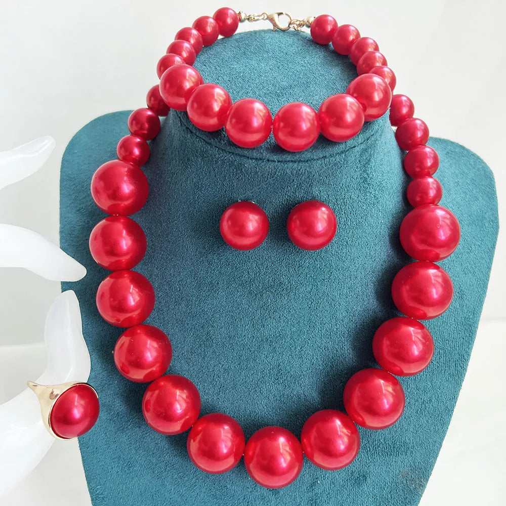 Big Pearl Choker Necklaces Bohemian Women Fashion Chunky Jewelry Sets For Bridal Wedding