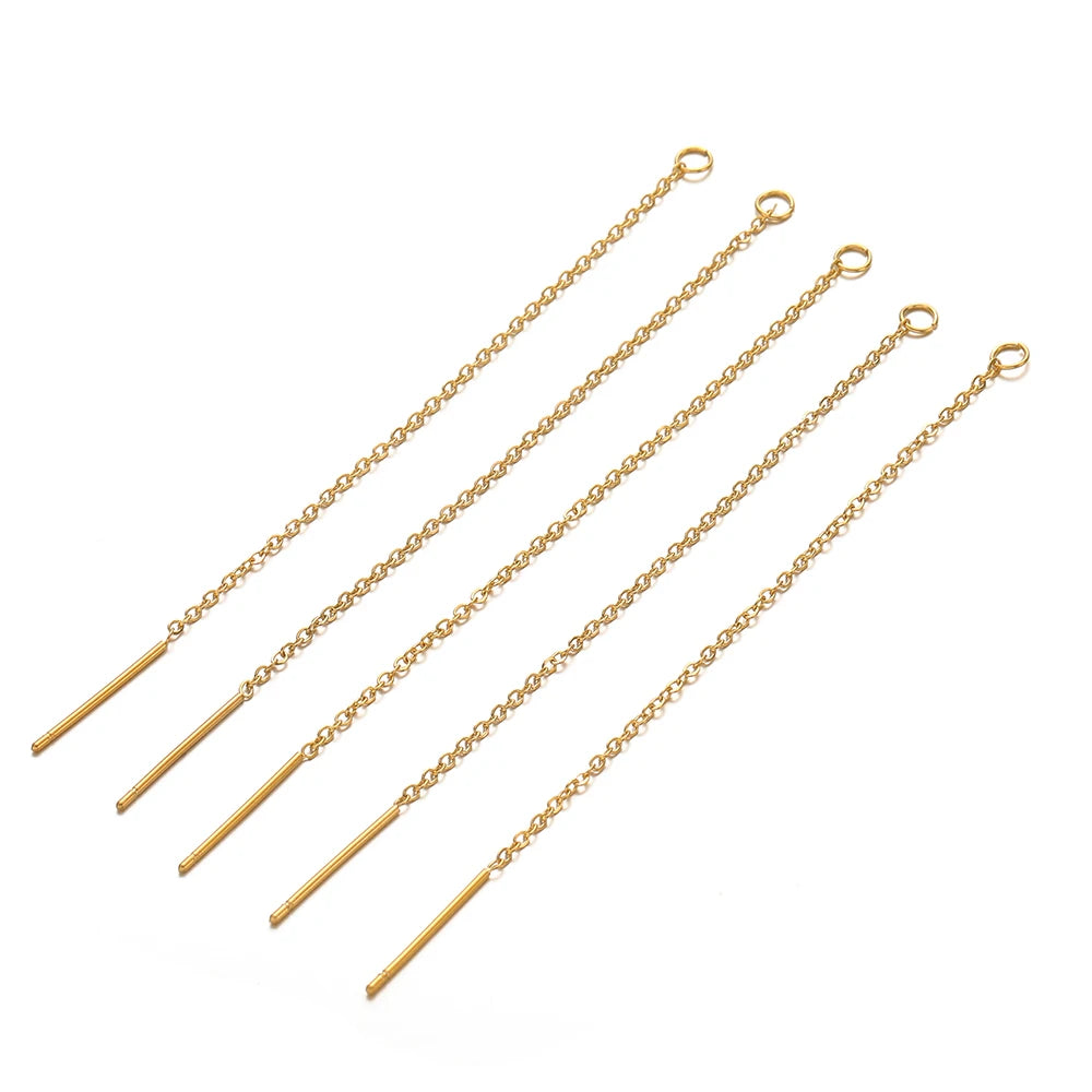 Gold-tone chain ear-line earrings with straight bars, 10-pack set
